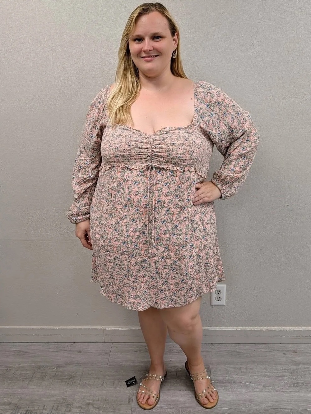 Arula A Beautiful Soul Light Pink Floral Mini Dress - Size 22/24